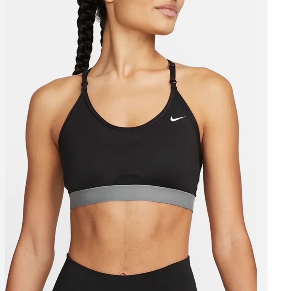 Nike Dri-FIT Indy Sports Bra Black‎ Grey Adjustable Straps Size M Medium